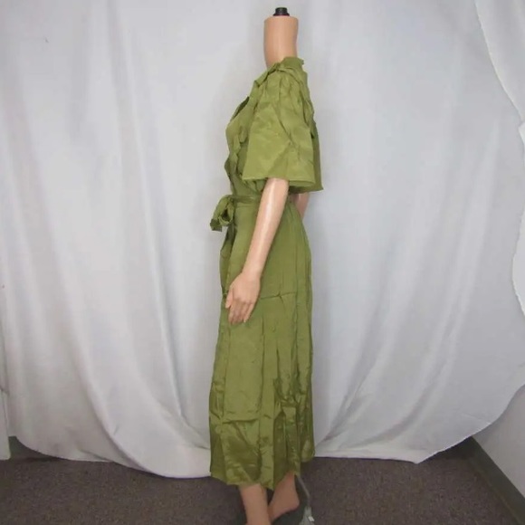 NWT Magali Pascal Hinda Silk Blend short sleeve belted flowy summer midi Dress - Picture 2 of 8